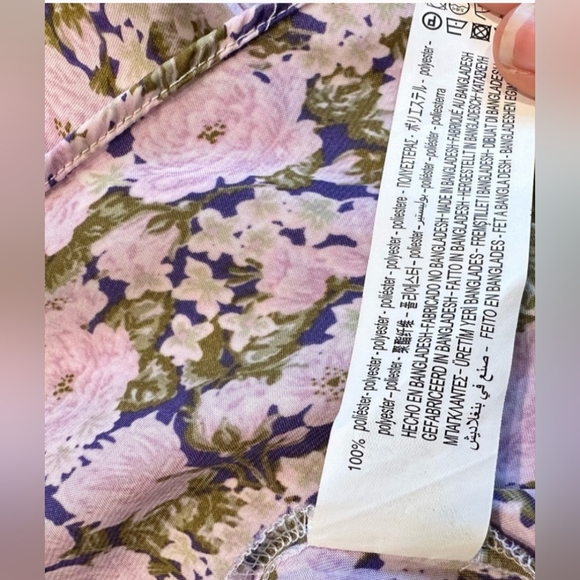 (SOLD) ZARA Satin Effect Mock Neck Longsleeve Dress XL, Purple/Green - Picture 6 of 12